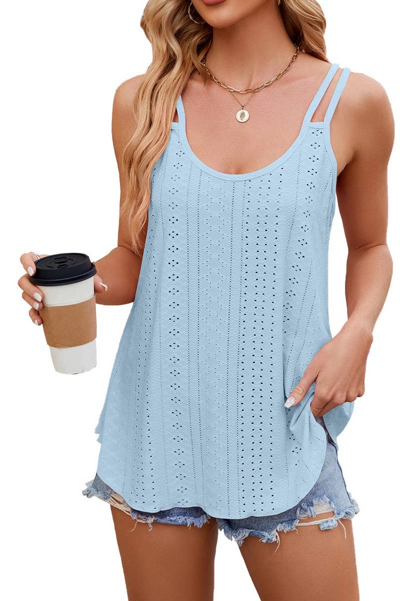 CWTTSL0323_SOLID COLOR ROUND NECK WOMEN'S BOTTOMING VEST TOP