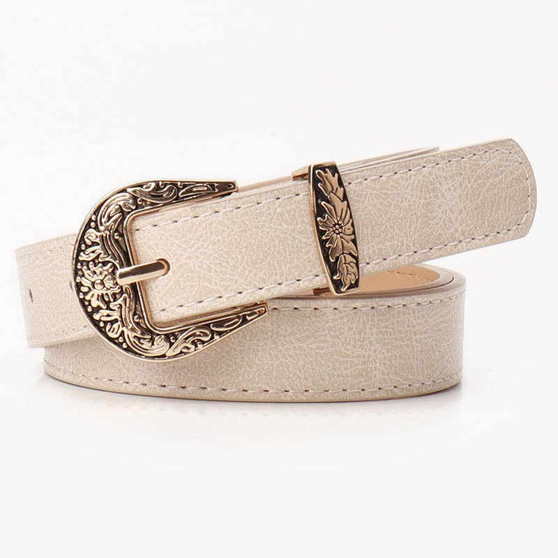 Fashionable versatile retro carved buckle belt