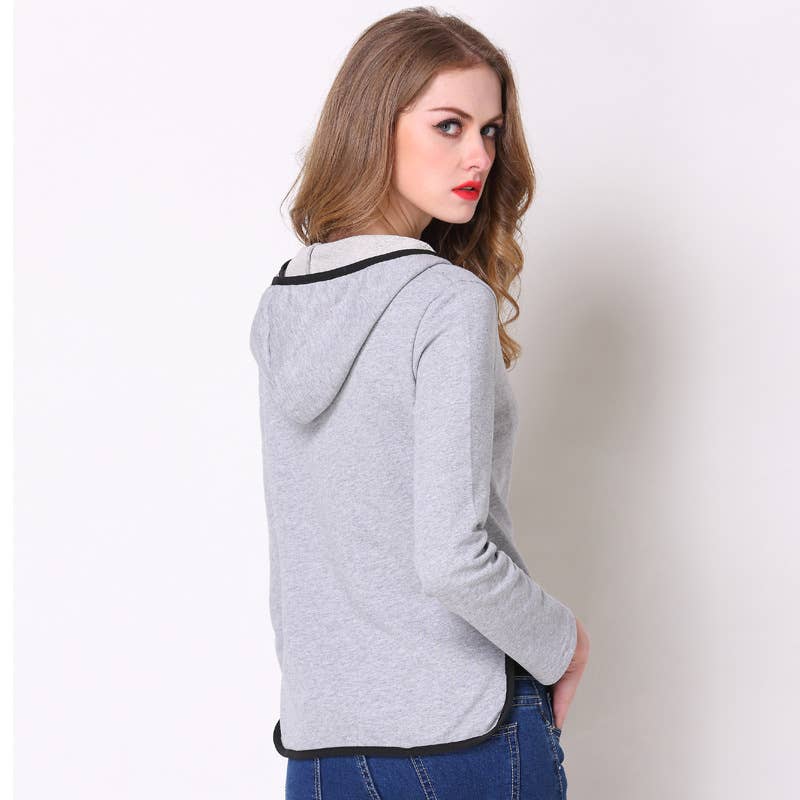 BASIC HOODED SHORT ZIPPER HOODIE
