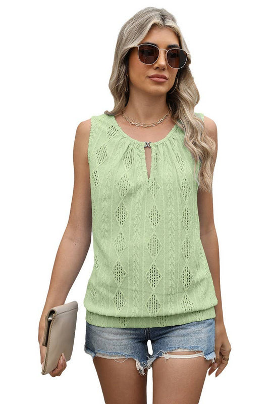 CWTBLSL0667_V-NECK SOLID COLOR SLEEVELESS JACQUARD VEST