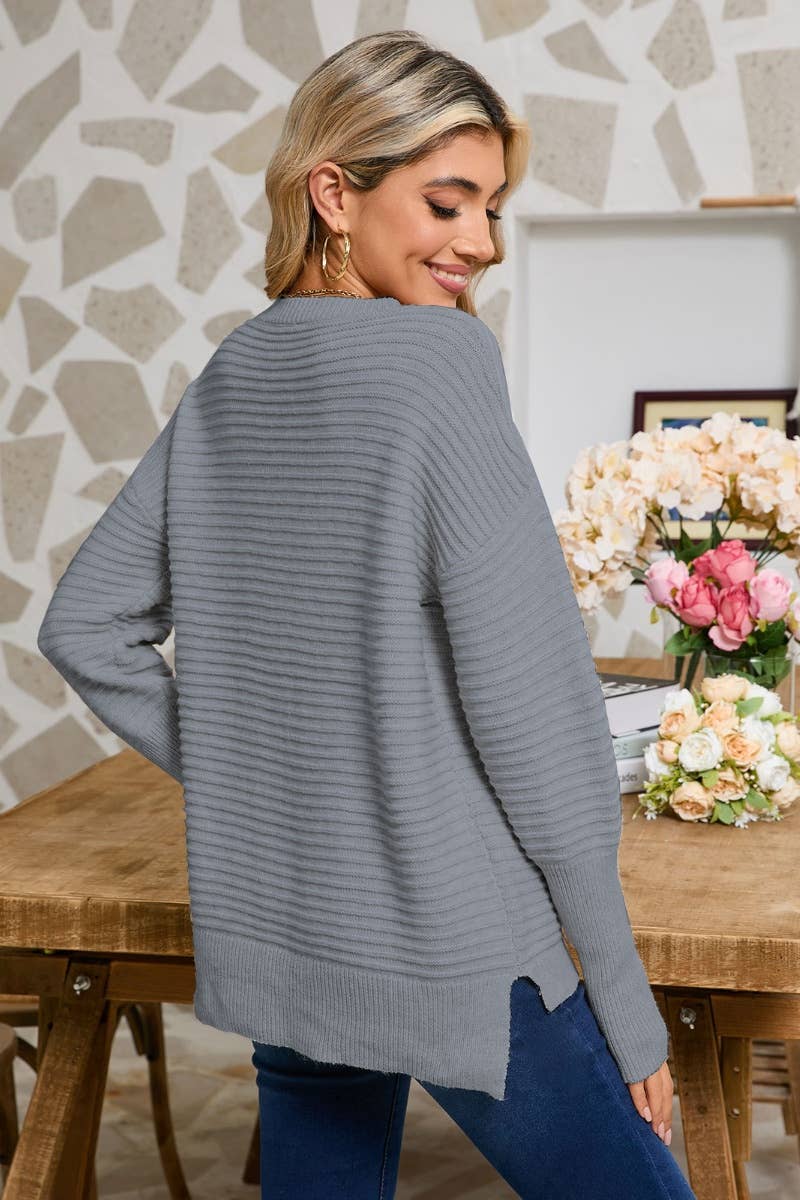 CWOSWL5203_SOLID COLOR CREW-NECK LONG-SLEEVED SWEATER