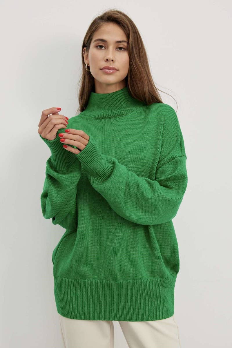 CWOSWL6641_STYLISH LOOSE TURTLENECK LONG-SLEEVED SWEATER