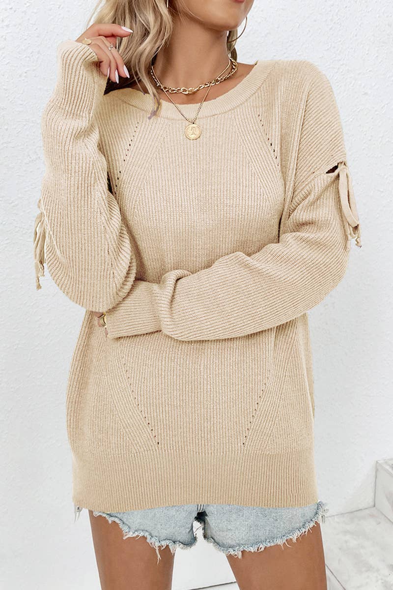 CWOSWL587 Oversized Off Shoulder Crew Neck Pullover Sweater
