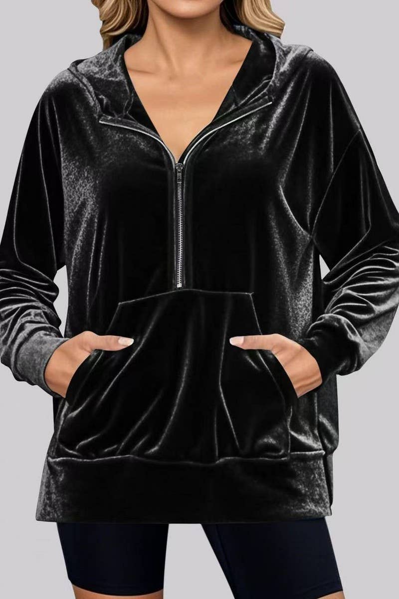 CWSPJ00533_VELVET JACKET WOMEN CASUAL LOOSE ELEGANT FALL