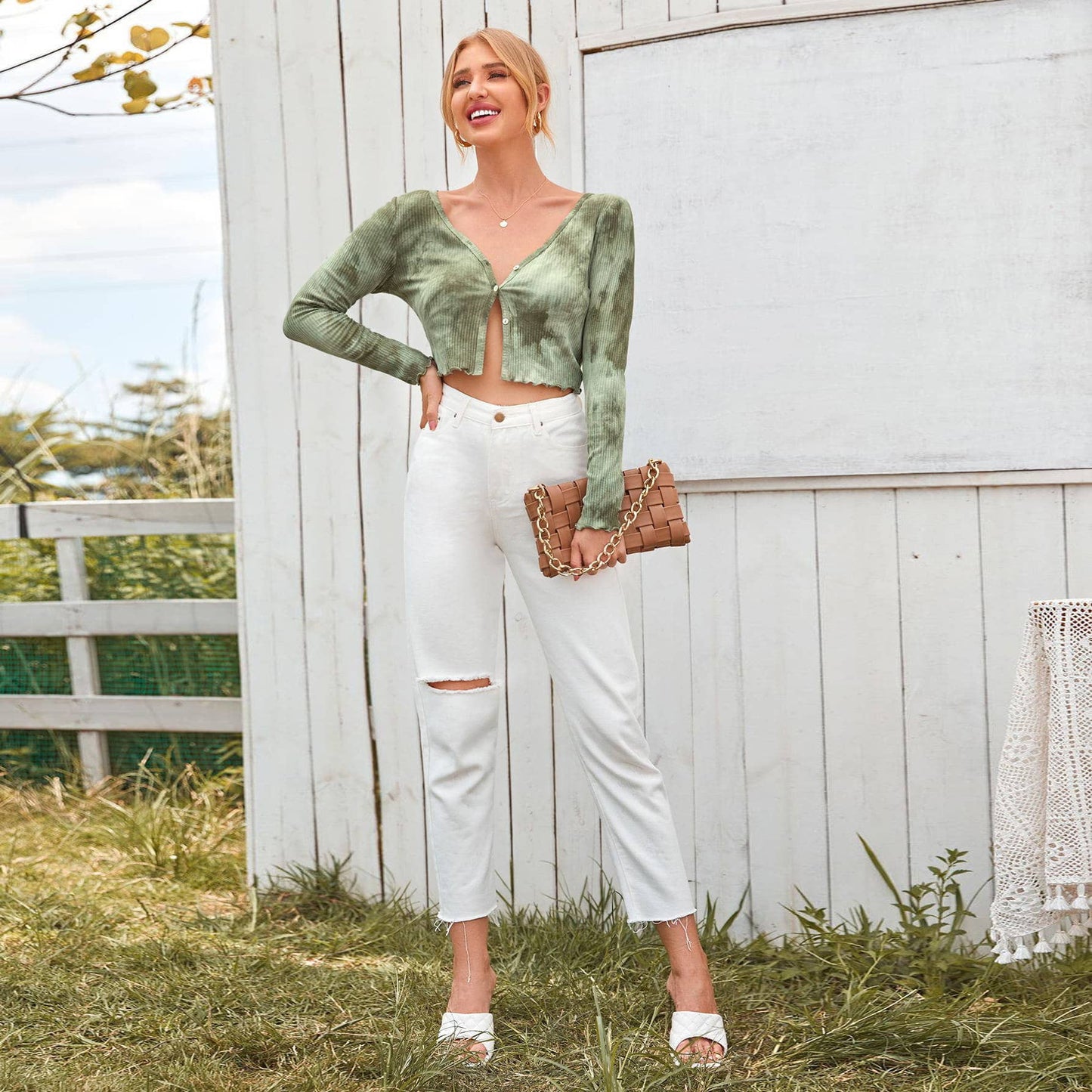 Fashion Tie-Dye Long Sleeve Cardigan Tee