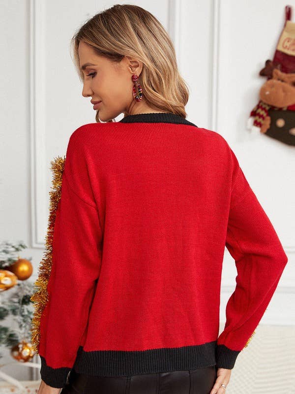 EMBROIDERED CHRISTMAS PULLOVER SWEATER