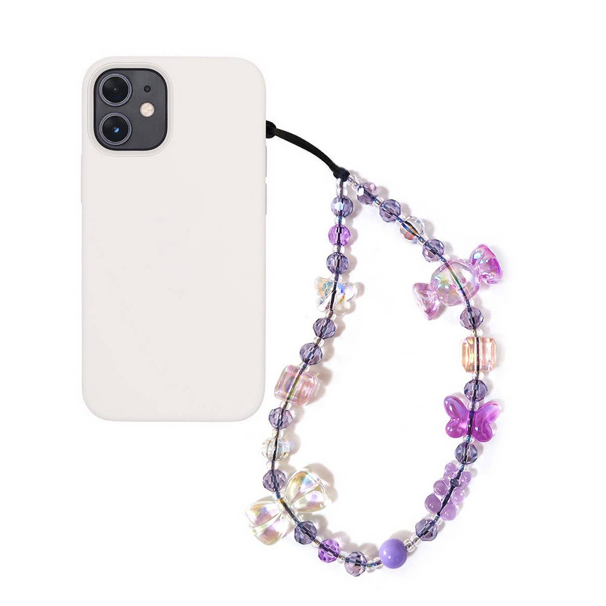 CWMM8713_PERSONALIZED BEADED BUTTERFLY MOBILE PHONE CHAIN