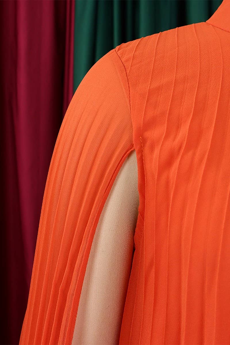 CWDSD3577_PLUS SIZE PULLOVER CAPE SHORT DRESS