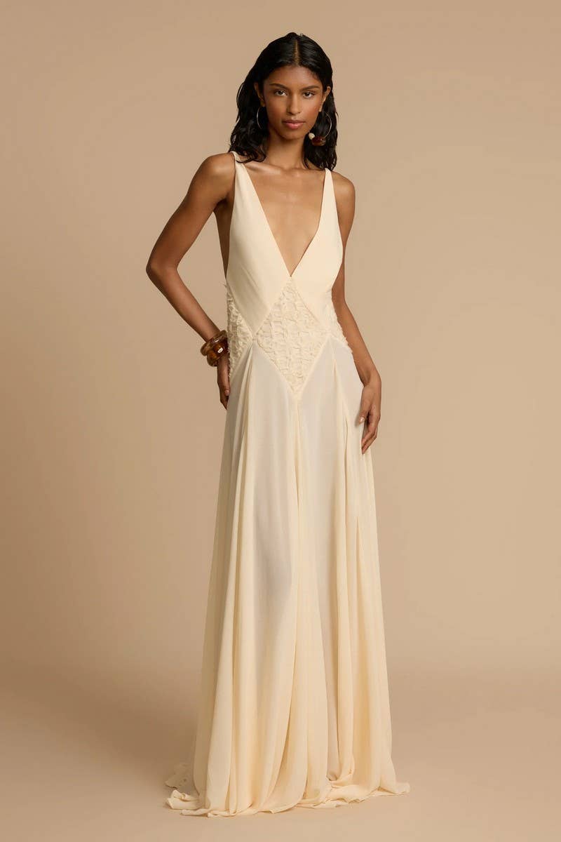 CWDMD6071_SIMPLE HOLLOW OUT LACE PATCHWORK CAMI DRESS