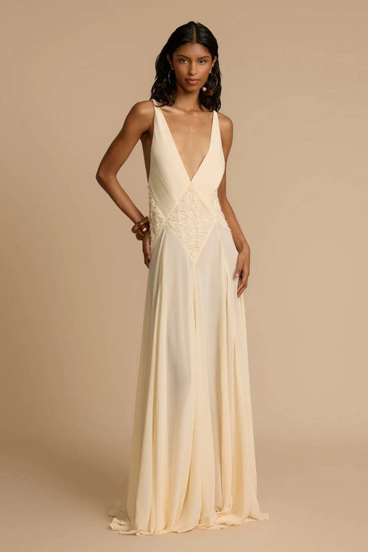 CWDMD6071_SIMPLE HOLLOW OUT LACE PATCHWORK CAMI DRESS