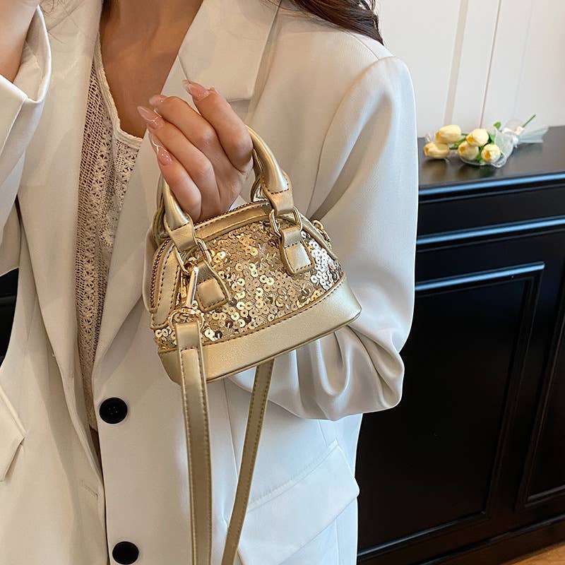 Mini sequin versatile crossbody shell bag