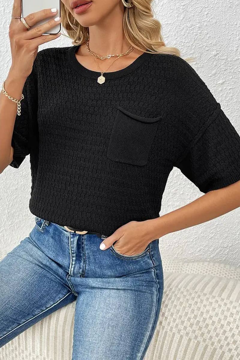 CWTTS1305_NEW SPRING AND SUMMER HOME SOLID COLOR SWEATERS