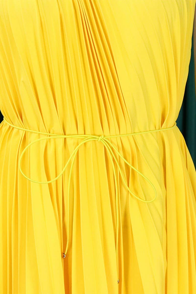 CWDSD10889_2023 SUMMER PLUS SIZE ONE SHOULDER PLEATED DRESS