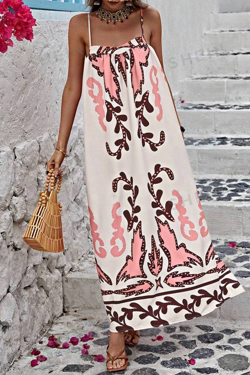 CWDMD3031_LOOSE STRAP PRINTED HOLIDAY MAXI DRESS