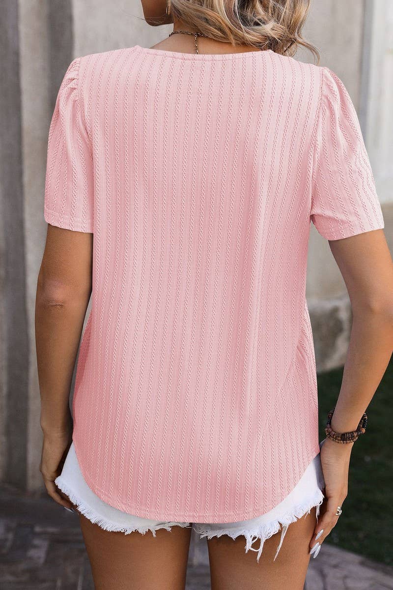 CWTTS0776_Sweetheart Neck Shirt Sleeve Top