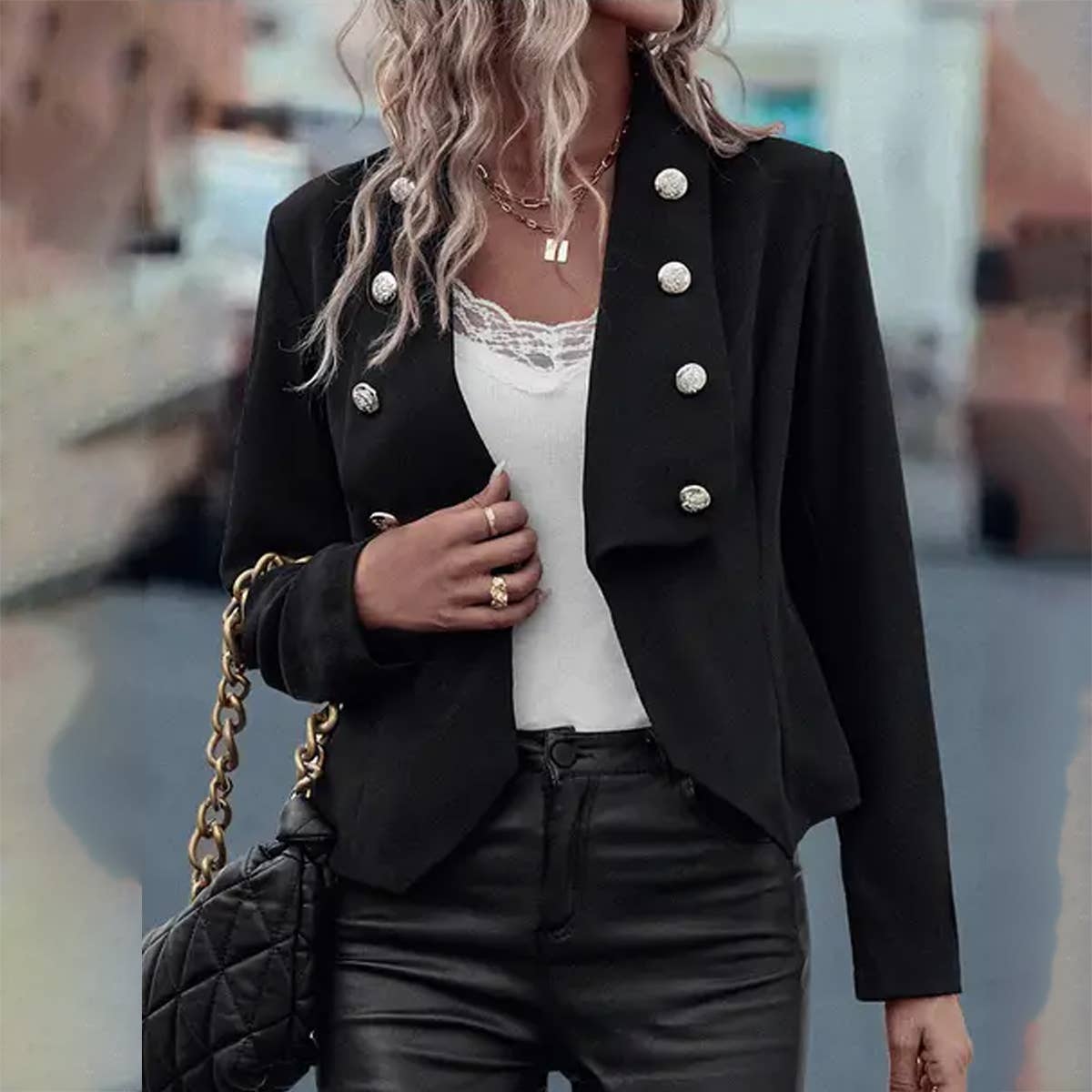 CLASSIC SOLID COLOR BUTTON-DOWN SUIT JACKET