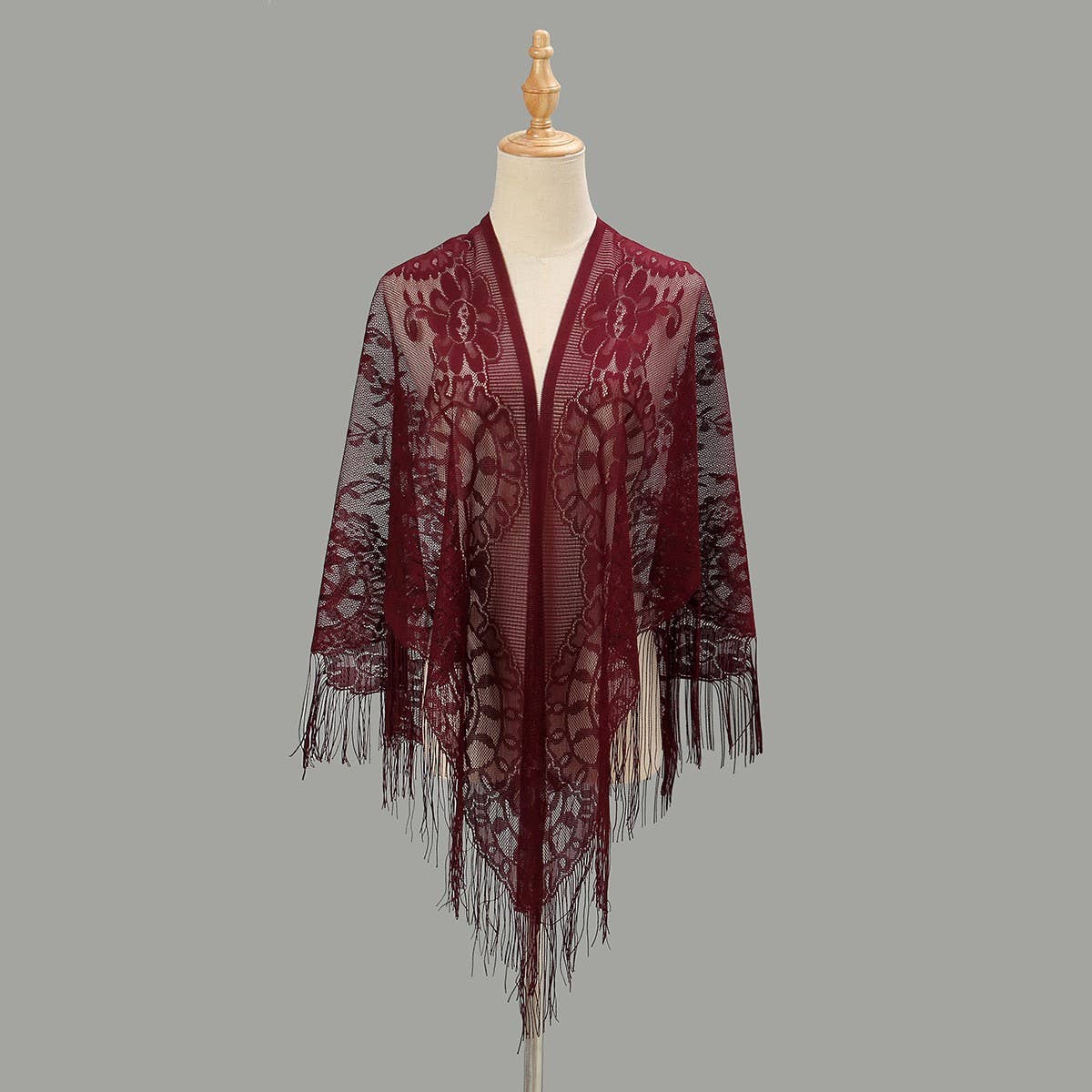 Hollow Out Tassel Shawl - Elegant Triangle Wrap
