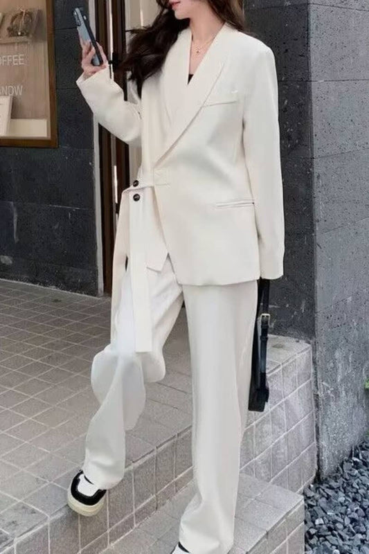 CWSS1047_FASHION DESIGN SENSE LACE-UP PANTSUIT