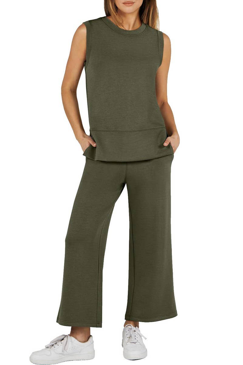CWSTB1989_SLEEVELESS ROUND NECK STRAIGHT LEG PANTS SET