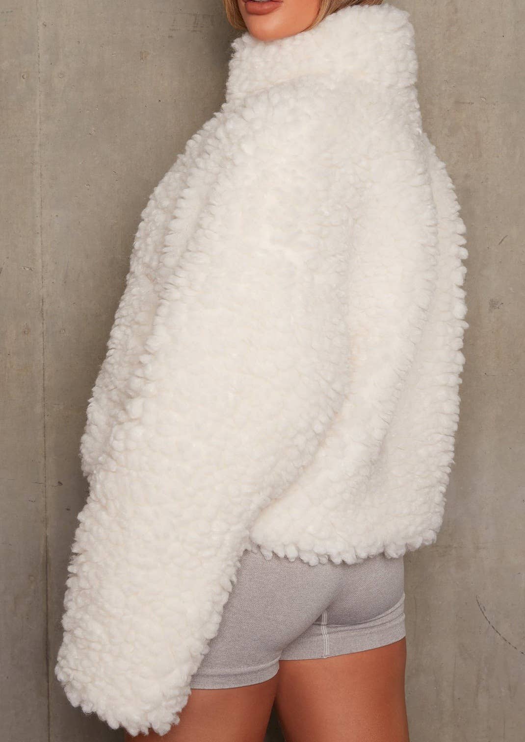 FLEECE CARDIGAN CROPPED JACKET LAMB WOOL JACKET