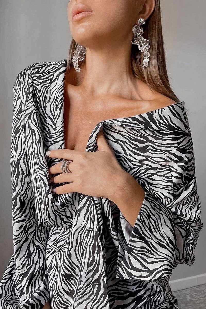 CWSPJ0400_PRINTED CARDIGAN LONG SLEEVE PANTS PAJAMA SET