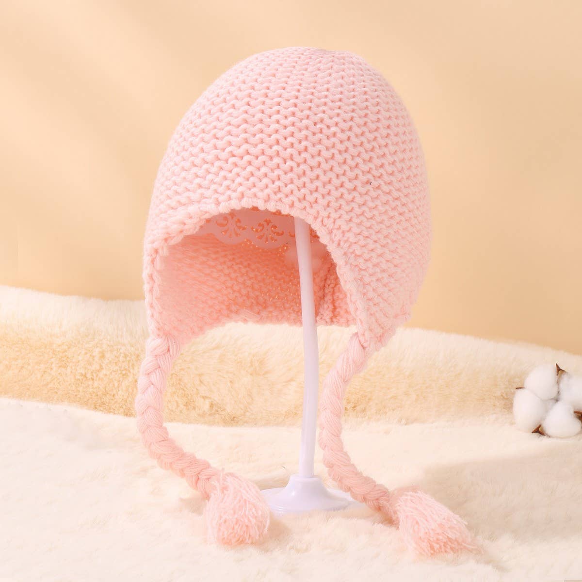 NEW SOLID COLOR BABY WARM WOOL BALL KNITTED HAT_CWAH1745