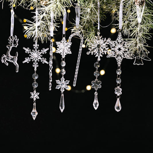 CWMM10178_ACRYLIC CHRISTMAS SNOWFLAKE REINDEER ORNAMENTS SET