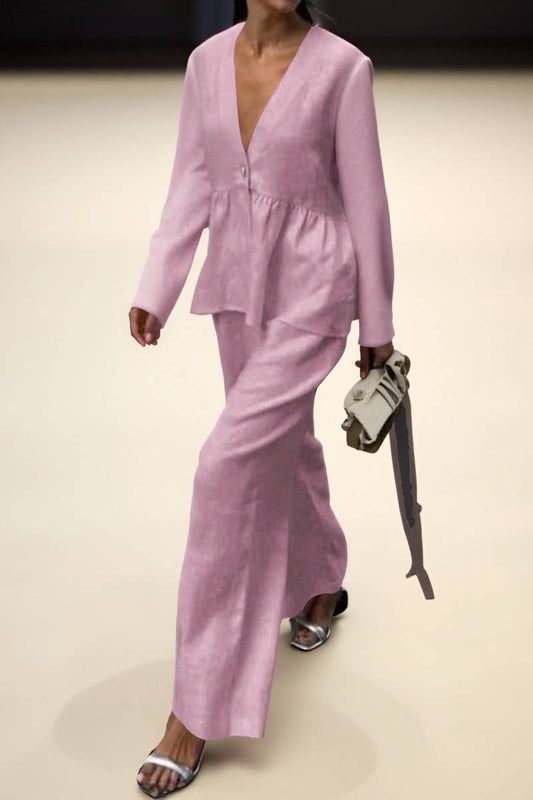 CWSTB00448_CASUAL LONG SLEEVE TEE AND STRAIGHT PANTS SET