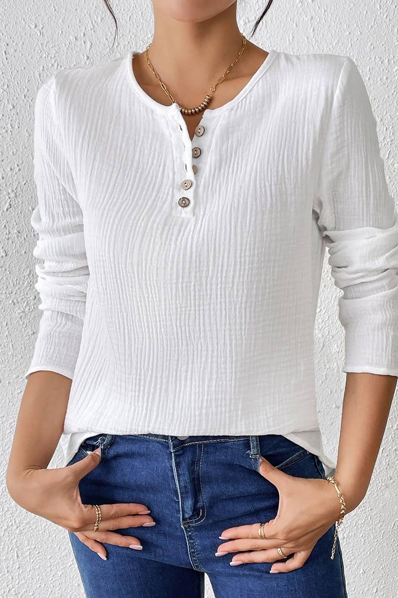 CWTBLL3850_SLIM FIT SOLID COLOR COTTON-LINEN PULLOVER SHIRT
