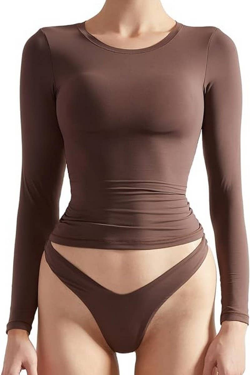 CWTBLL1619_SOLID COLOR LONG SLEEVE SLIM FIT PULLOVER TOP