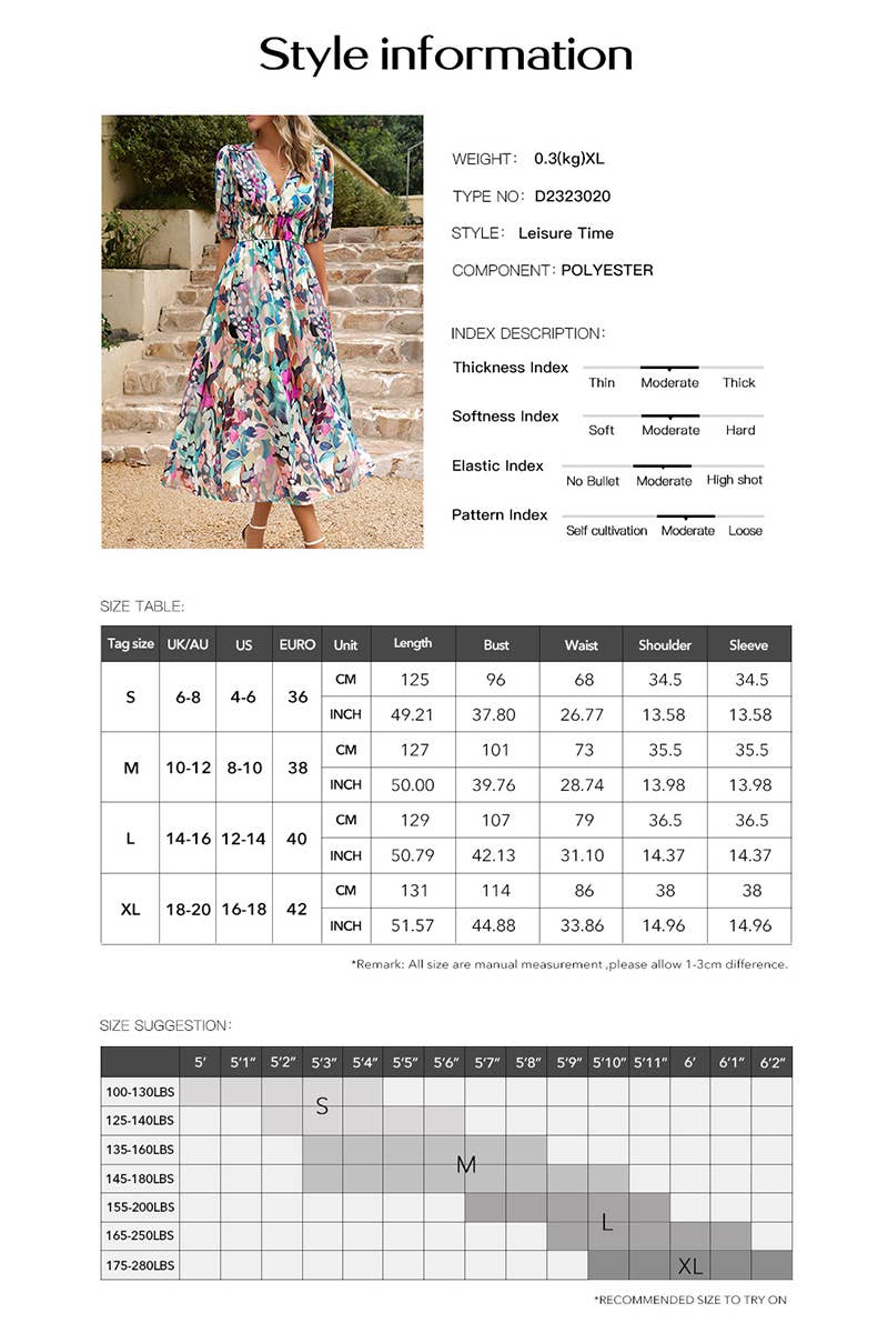 CWDMD00966_ELEGANT WAIST V-NECK CHIFFON DRESS