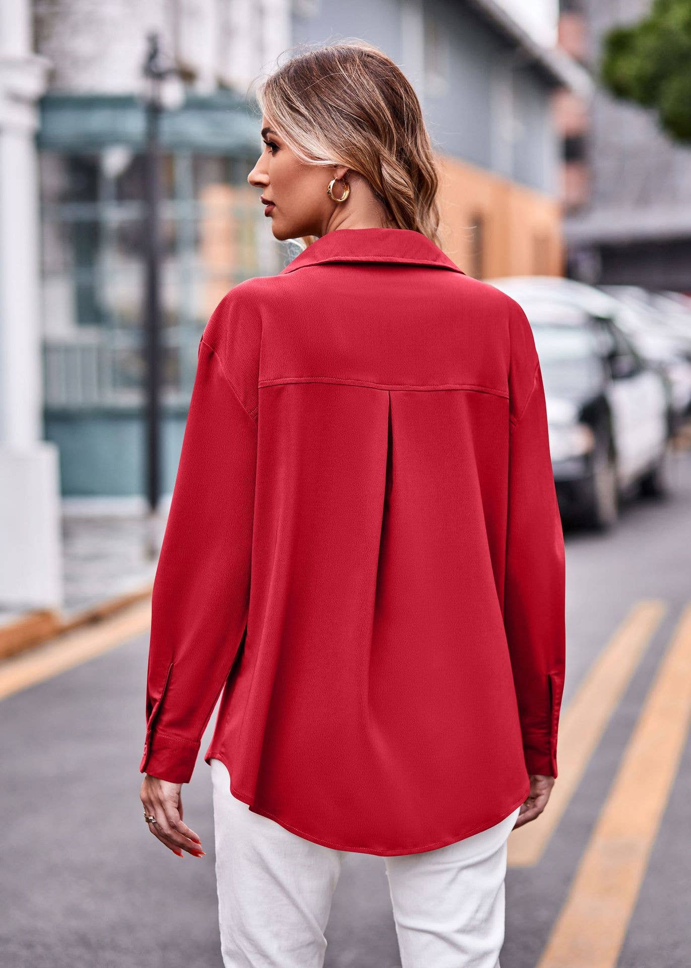 Commuter solid color single-breasted shirt