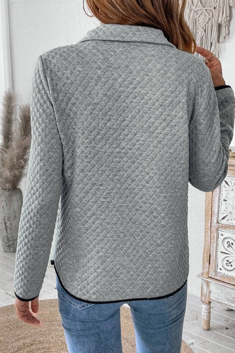 CWTBLL3711_CASUAL SOLID COLOR V-NECK PULLOVER SWEATSHIRT