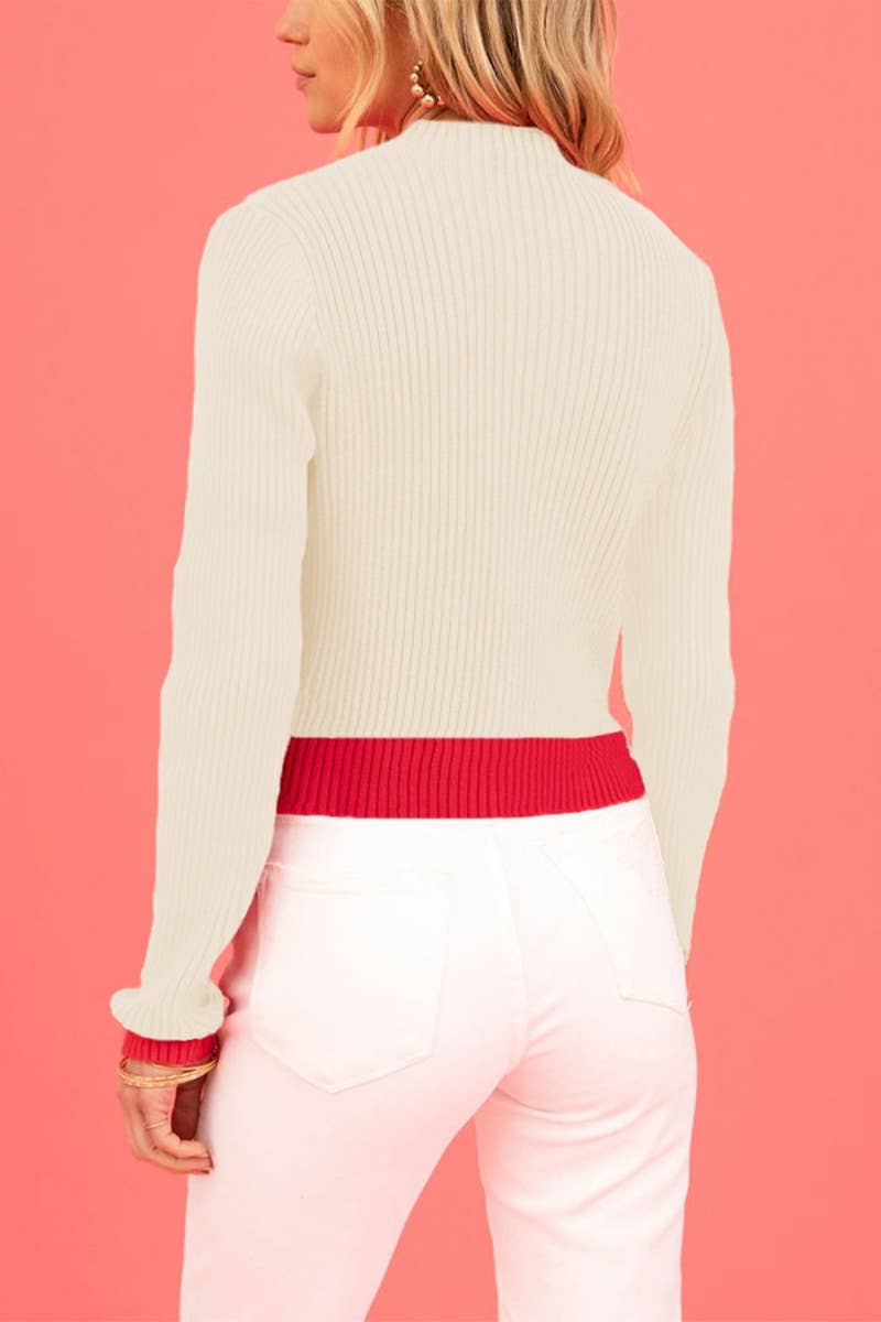 CWOSWL5856_LOVE MATCH COLOR SLIM-FIT LONG-SLEEVED SWEATER