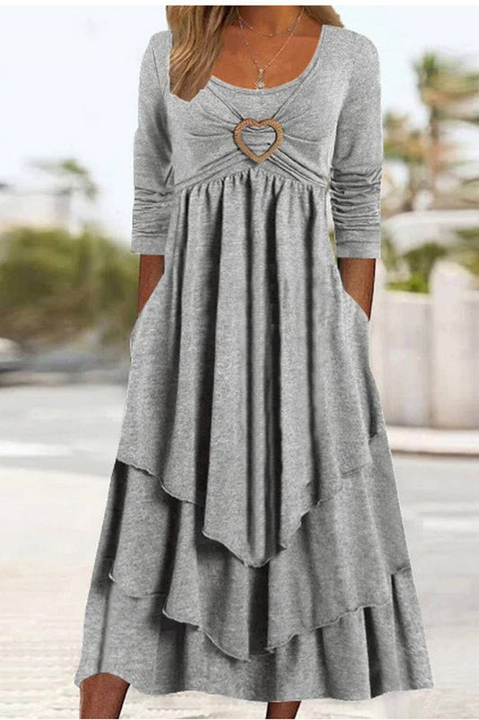 CWDMD4040_WAIST HEART-SHAPED DECORATION CAKE HEM DRESS