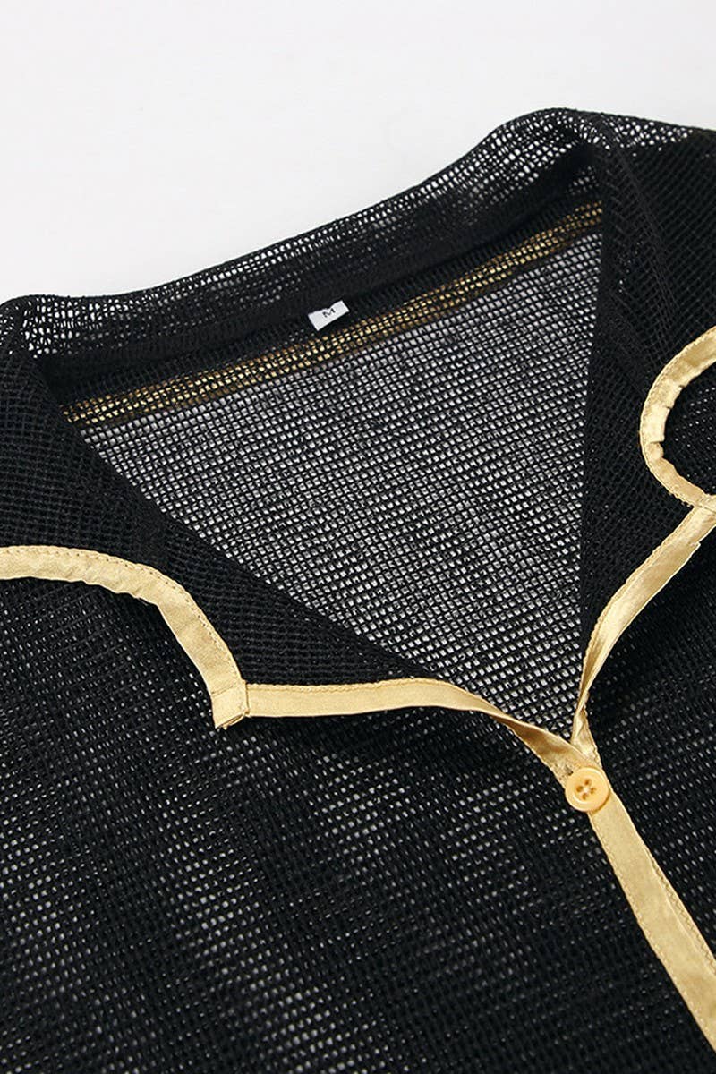 CWSTB347_SOLID COLOR SEE-THROUGH LAPEL CASUAL SUIT