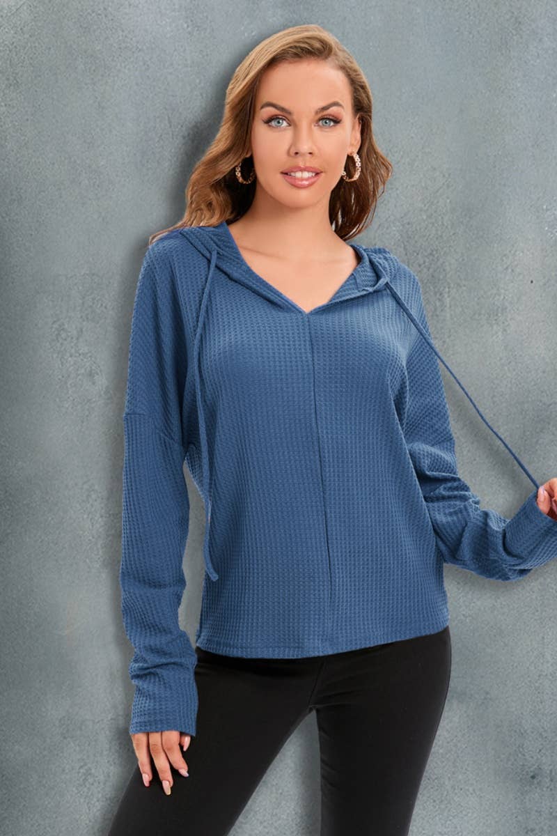 CWOSWL6359_LONG-SLEEVED DRAWSTRING HOODED SWEATER TOP