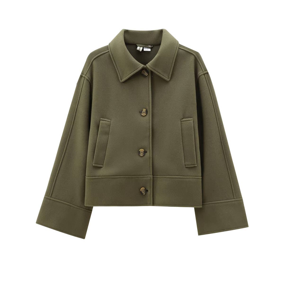 CASUAL LAPEL SINGLE BREASTED SOLID COLOR COAT