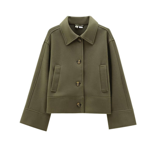 CASUAL LAPEL SINGLE BREASTED SOLID COLOR COAT