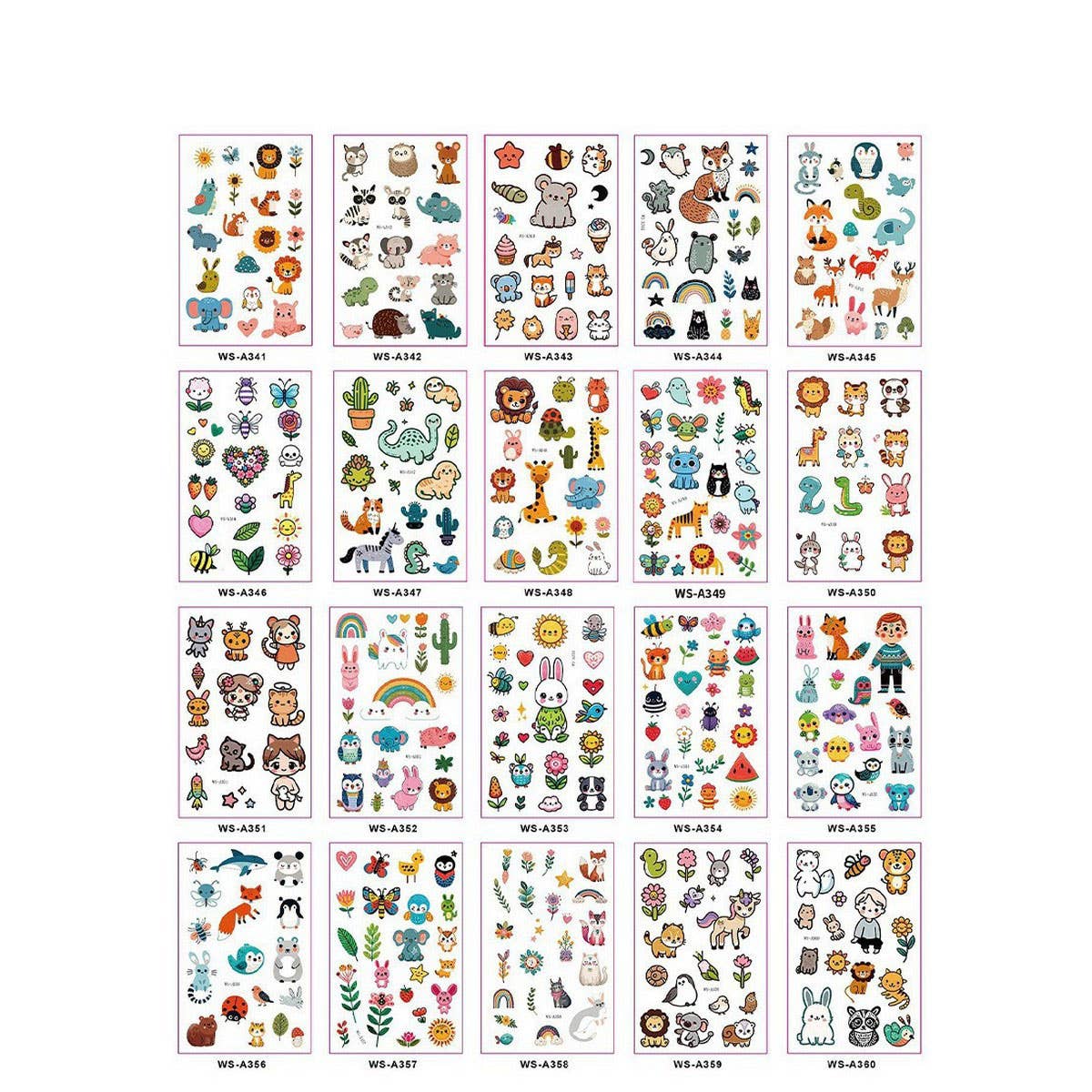 Kids Cartoon Animal Tattoo Stickers Set Waterproof