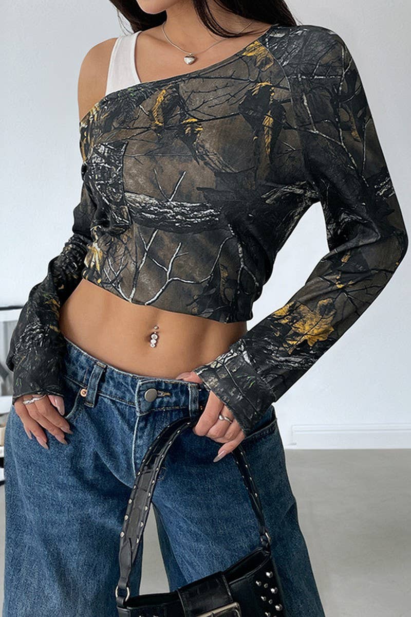 CWTBLL00751_SPLICED FAKE TWO-PIECE OFF-SHOULDER PULLOVER TOP