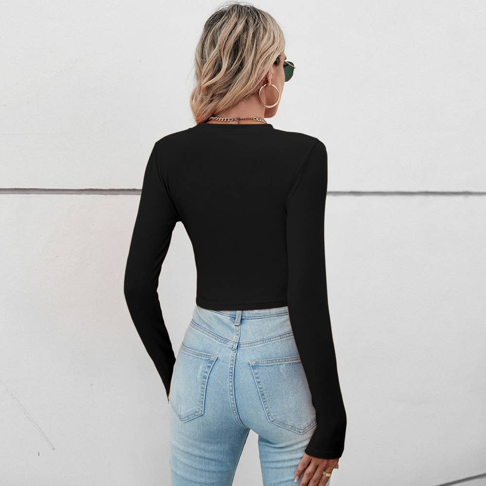 CASUAL IRREGULAR SHORT PLEATED SLIM-FIT T-SHIRT