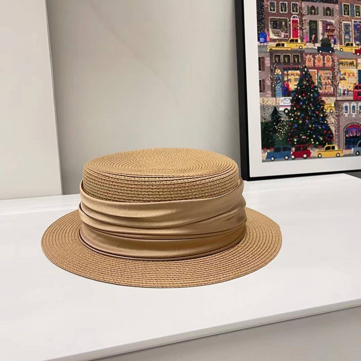 High-grade satin sun hat for women_CWAH3393