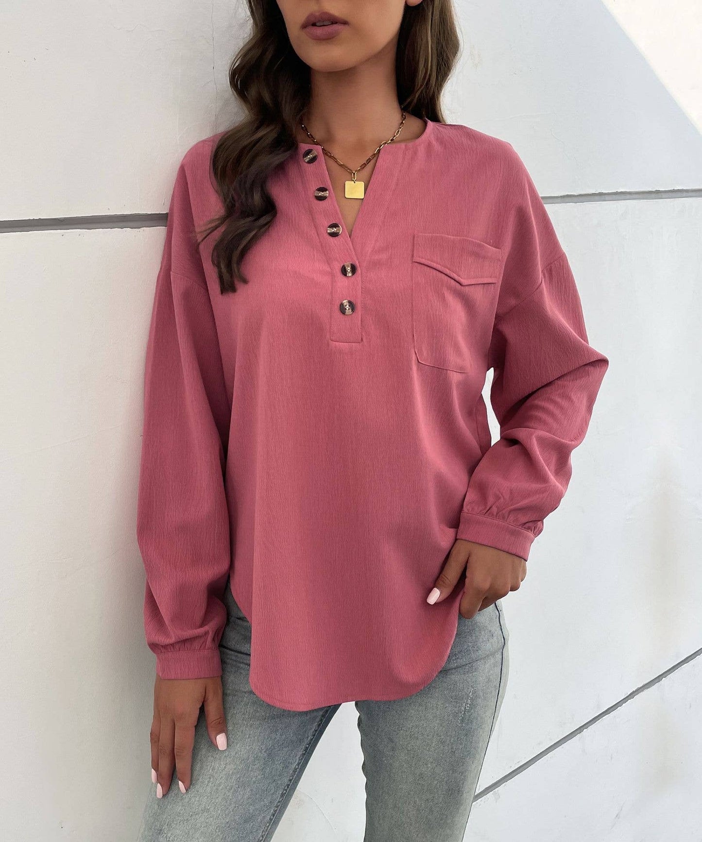 COMMUTER STYLE LONG SLEEVE DESIGN PULLOVER SHIRT