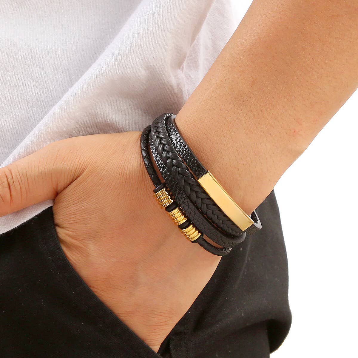 BRAIDED BRUSHED MAGNET CLASP BRACELET_CWAJE1513