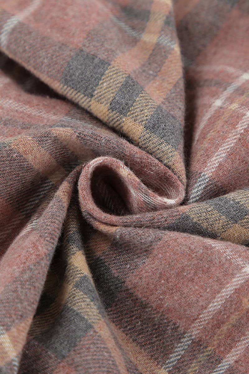 CWTBLL00583_PINK PLAID LONG-SLEEVED COMMUTER SHIRT