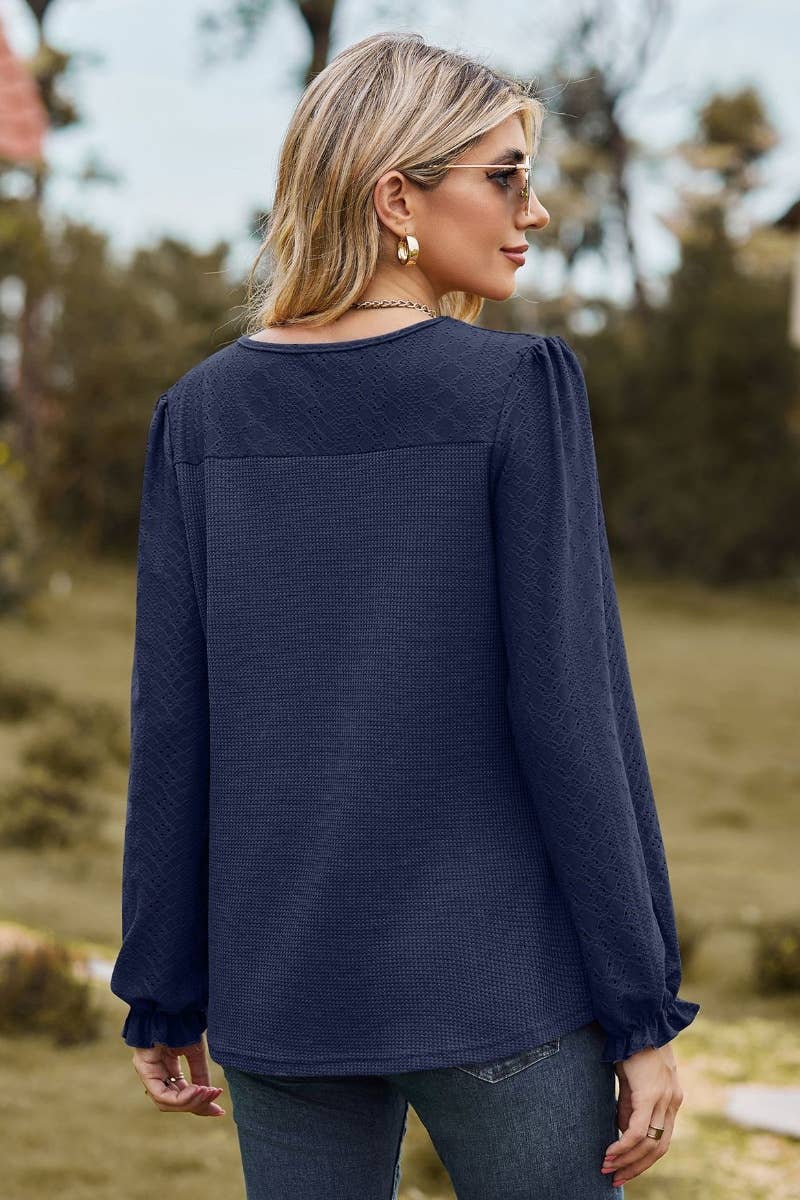 CWTBLL2805_CASUAL CREW-NECK FALL LONG-SLEEVED TOP