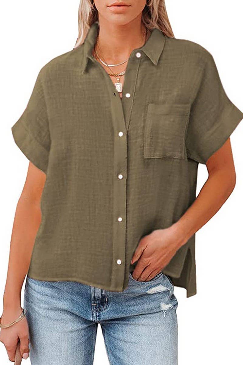 CWTSTS0530_COTTON AND LINEN SIDE SLIT POCKET SHORTSLEEVE TOP