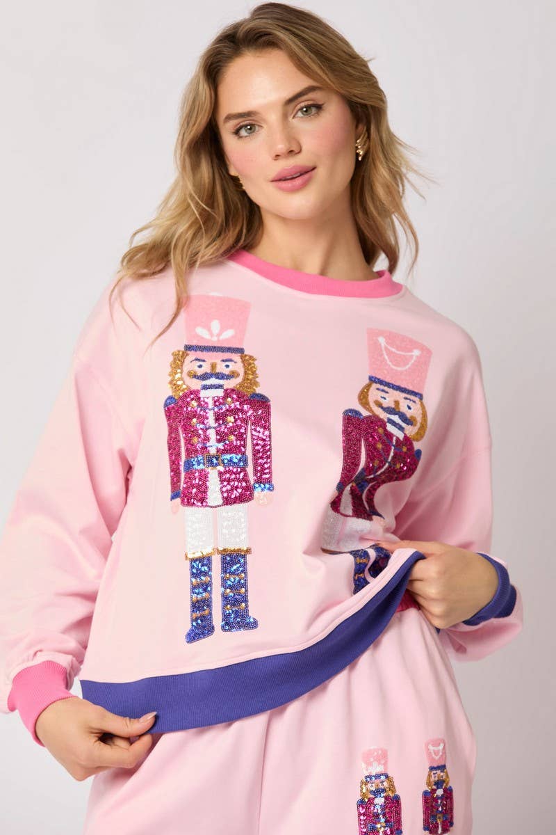 CWSTB00496_CHRISTMAS SOLDIER SEQUINED SWEATSHIRT SET