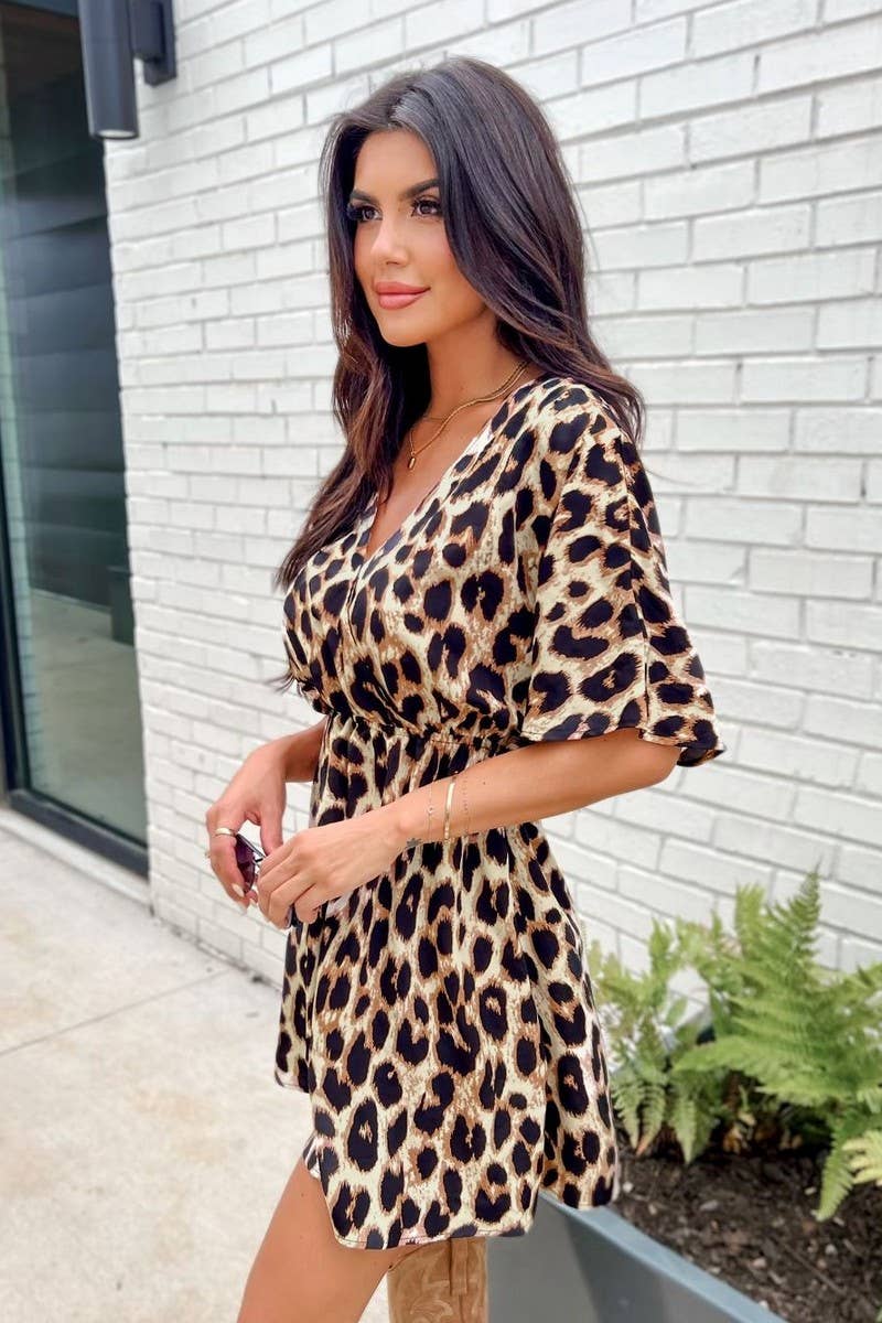 CWDSD8475_ELEGANT NON-ELASTIC WAIST BAT SLEEVE DRESS